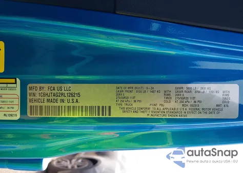 2024 Jeep Gladiator Nighthawk из США, поврежденный, VIN 1C6HJTAG2RL126215